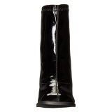 Sorte Laklder 7,5 cm GOGO-150 stretch ankelstvler med blokhl til kvinder