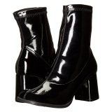 Sorte Lakl�der 7,5 cm GOGO-150 stretch ankelst�vler med blokh�l til kvinder