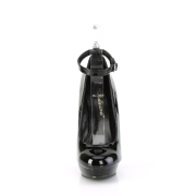 Sorte lakpumps 15 cm SULTRY-686 Ankelrem pumps med h�je h�le
