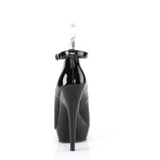 Sorte lakpumps 15 cm SULTRY-686 Ankelrem pumps med h�je h�le