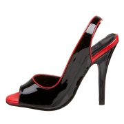 Sorte slingback pumps 13 cm h�jh�lede lakpumps med �ben t�