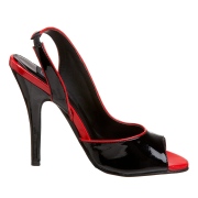 Sorte slingback pumps 13 cm h�jh�lede lakpumps med �ben t�
