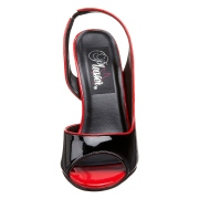 Sorte slingback pumps 13 cm h�jh�lede lakpumps med �ben t�