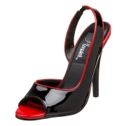 Sorte slingback pumps 13 cm h�jh�lede lakpumps med �ben t�