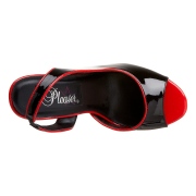 Sorte slingback pumps 13 cm h�jh�lede lakpumps med �ben t�