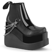 Sorte vegan boots 13 cm VOID-50 demonia støvler med kilehæle