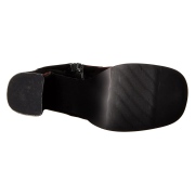 Sorte vinyl lårlange støvler 7,5 cm - 70 erne hippie disco gogo lårlange boots
