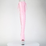 Strass 18 cm open toe rosa l�rlange st�vler h�je h�le med sn�reb�nd