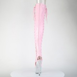 Strass 18 cm open toe rosa l�rlange st�vler h�je h�le med sn�reb�nd