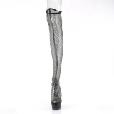 Strass mesh 15 cm DELIGHT-3009 Sorte overknee st�vler med h�je h�le