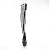 Strass mesh 15 cm DELIGHT-3009 Sorte overknee st�vler med h�je h�le