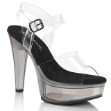 Transparent 13 cm MARTINI-508 Black platform sandals heels shoes