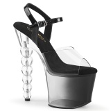Transparent 18 cm BLISS-7082 Beaded platform high heels shoes