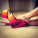 Transparent 18 cm RAINBOW-308UV H�jh�lede Sandaler Neon Plateau