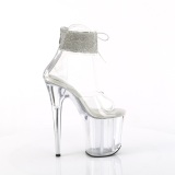 Transparent 20 cm FLAMINGO-824RS pleaser high heels with ankle straps