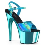 Turkisblå 18 cm ADORE-709HGCH Hologram plateau high heels sko