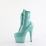 Turkisbl glitter 18 cm kvinder hjhlede boots plateau