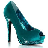 Turquoise Satin 13,5 cm BELLA-12R Rhinestone Platform Pumps Shoes
