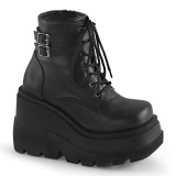 Vegan 11,5 cm SHAKER-52 wedge ankle boots platform black