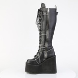 Vegan 14 cm SWING-260 emo kn�h�je st�vler - kvinder plateaust�vler med sn�reb�nd