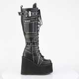Vegan 14 cm SWING-260 emo kn�h�je st�vler - kvinder plateaust�vler med sn�reb�nd