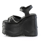 Vegan 15 cm DemoniaCult WAVE-09 lolita plateau sandaler med kilehle