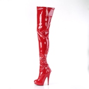 Vegan 15 cm SULTRY-4000 Røde overknee støvler med høje hæle
