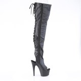 Vegan 18 cm ADORE-3017 high heeled thigh high boots open toe with lace up