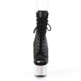 Vegan 18 cm BEJ-1021-7 �ben t� ankelboots - h�jh�lede boots sort