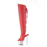 Vegan 18 cm SPECTATOR-3019 Røde overknee støvler med høje hæle