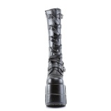 Vegan 18 cm m�nd kn�st�vler cyberpunk st�vler ekstrem plateau sort