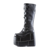 Vegan 18 cm m�nd kn�st�vler cyberpunk st�vler ekstrem plateau sort