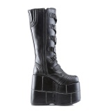 Vegan 18 cm m�nd kn�st�vler cyberpunk st�vler ekstrem plateau sort