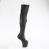 Vegan 20 cm CRAZE-3050 Heelless platform overknee boots pony heels black