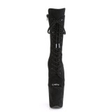 Vegan 20 cm FLAMINGO-1051FS åben tå ankelstøvler - højhælede støvler sort