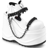 Vegan Hvid 15 cm DemoniaCult WAVE-20 lolita plateau sandaler med kilehæle