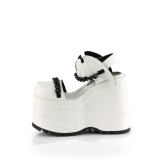 Vegan Hvid 15 cm DemoniaCult WAVE-20 lolita plateau sandaler med kilehle