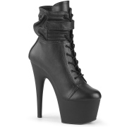 Vegan platform 18 cm ADORE lace up ankle booties in black