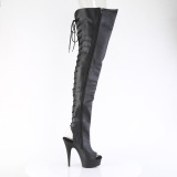 Vegan sn�rest�vler 15 cm DELIGHT-4019 �ben t� overknee st�vler med sn�reb�nd
