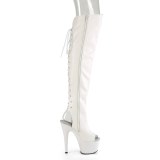 Vegan snørestøvler 18 cm ADORE-3019 hvide åben tå overknee støvler med snørebånd