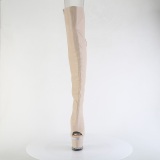 Vegan sn�rest�vler 18 cm SPECTATOR-3030 beige �ben t� overknee st�vler med sn�reb�nd