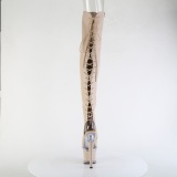 Vegan sn�rest�vler 18 cm SPECTATOR-3030 beige �ben t� overknee st�vler med sn�reb�nd