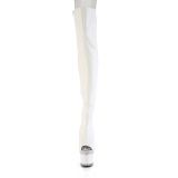 Vegan sn�rest�vler 18 cm SPECTATOR-3030 hvide �ben t� overknee st�vler med sn�reb�nd