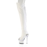Vegan sn�rest�vler 18 cm SPECTATOR-3030 hvide �ben t� overknee st�vler med sn�reb�nd
