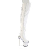 Vegan sn�rest�vler 18 cm SPECTATOR-3030 hvide �ben t� overknee st�vler med sn�reb�nd