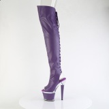 Vegan sn�rest�vler 18 cm SPECTATOR-3030 lilla �ben t� overknee st�vler med sn�reb�nd
