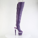 Vegan sn�rest�vler 18 cm SPECTATOR-3030 lilla �ben t� overknee st�vler med sn�reb�nd