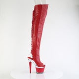 Vegan sn�rest�vler 18 cm SPECTATOR-3030 r�de �ben t� overknee st�vler med sn�reb�nd