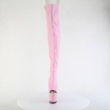 Vegan sn�rest�vler 18 cm SPECTATOR-3030 rosa �ben t� overknee st�vler med sn�reb�nd