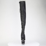 Vegan sn�rest�vler 18 cm SPECTATOR-3030 sorte �ben t� overknee st�vler med sn�reb�nd